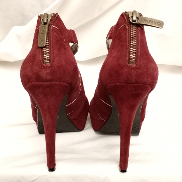 DKNYC Wine Suede Platform Heels - Picture 5 of 8